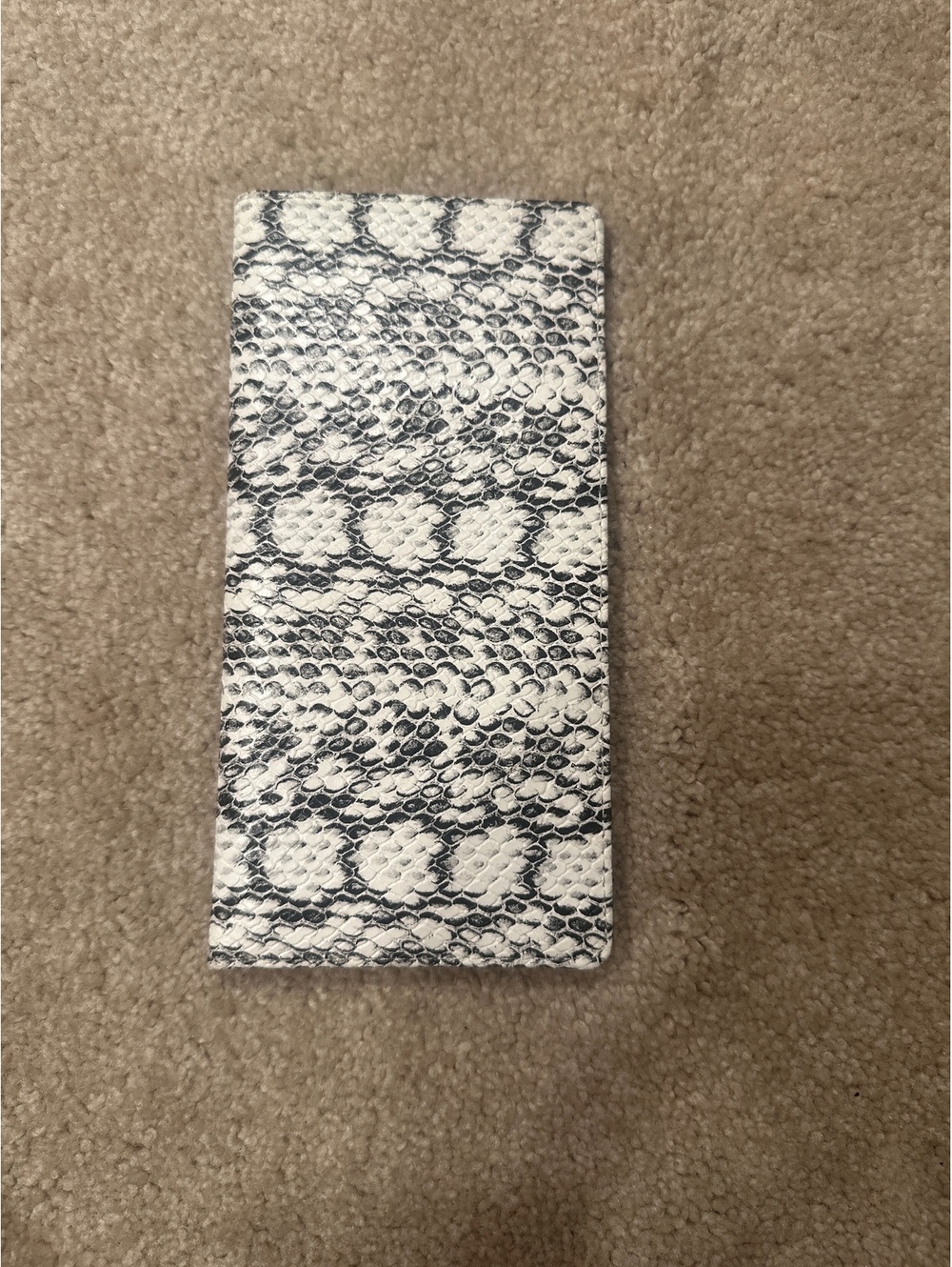 (2)Black Leather Wallet with Snake Print Exterior
